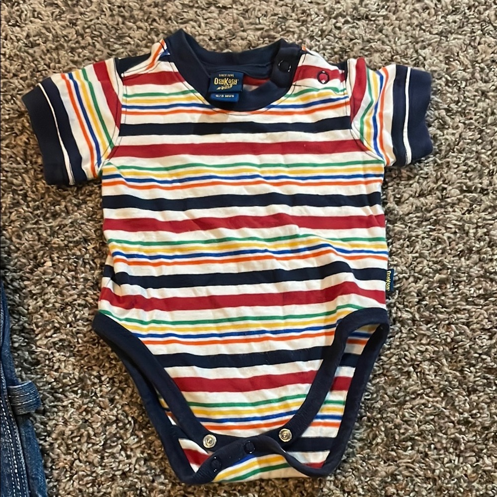 OshKosh B'gosh Boys Colorful Striped Onesie and Blue Jeans Set - Picture 8 of 12
